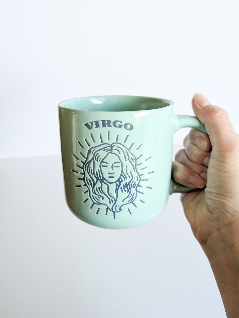 Virgo Zodiac Ceramic Mug in Mint Green